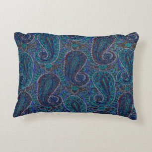 Coussins Décoratifs Paisley Bleu Indien Boho Classique Vintage