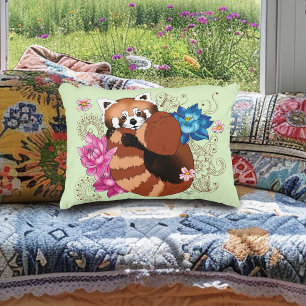 Coussins Décoratifs Panda Rouge Lotus Fleurs Henné