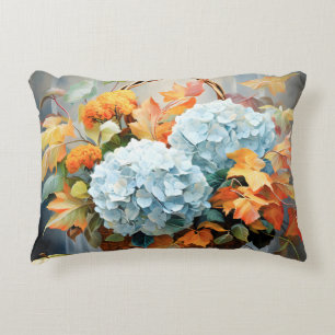 Coussins Décoratifs Panier Floral d'Automne à l'Aquarelle Rustique
