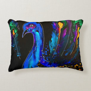 Coussins Décoratifs Paon fantaisiste peint