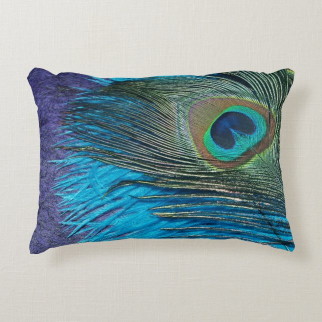 Coussins Décoratifs Paon pourpre et turquoise (Devant)