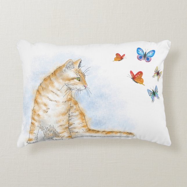 Coussins Décoratifs Papillon au chat 616 (Devant)