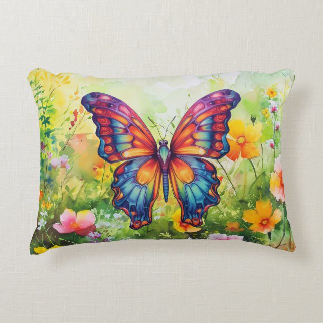 Coussins Décoratifs Papillon Bleu Orange ailes (Devant)