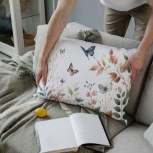 Coussins Décoratifs Papillons Élégants avec Feuillage Luxuriant