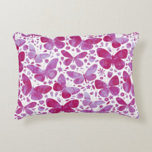 Coussins Décoratifs Papillons Motif Aquarelle rose