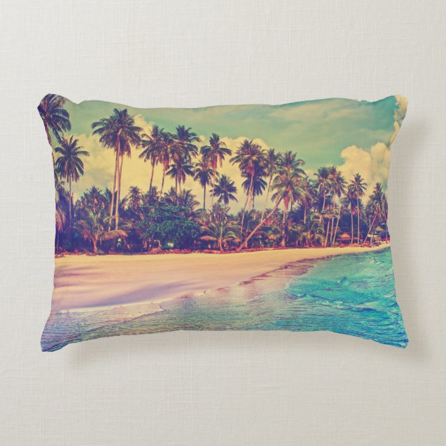 Coussins Décoratifs Paradis tropical : mer, hôtel, plage. (Devant)