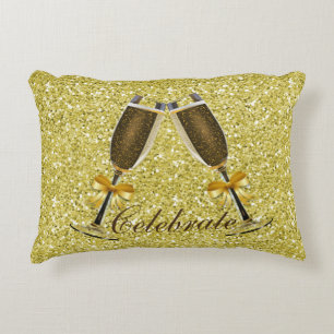 Coussins Décoratifs Parties scintillant aux Faux d'or Toast de Champag