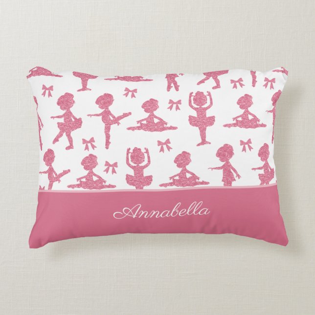 Coussins Décoratifs Parties scintillant rose petite fille Ballerina Ba (Devant)