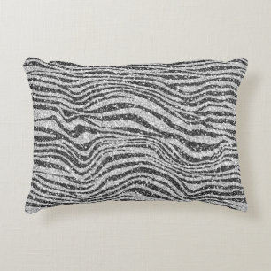 Coussins Décoratifs Parties scintillant Zebra Noir Argent