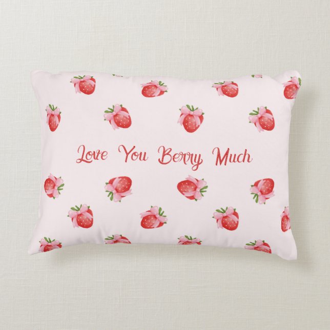 Coussins Décoratifs Pastel Pink Coquette Fraise personnalisée (Dos)
