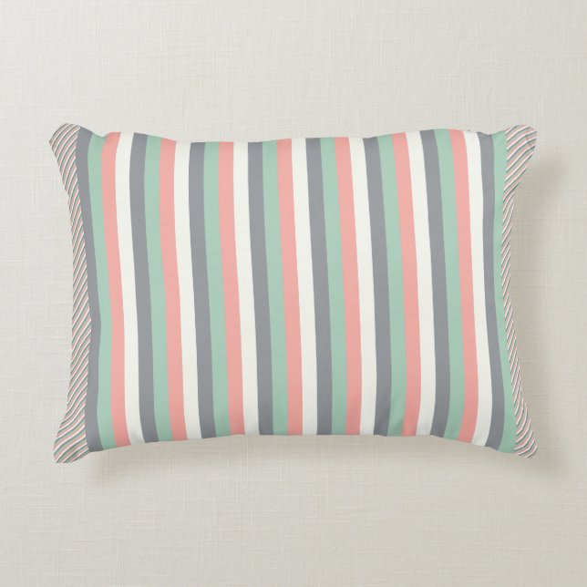 Coussins Décoratifs Pastels clairs en double rayures (Devant)
