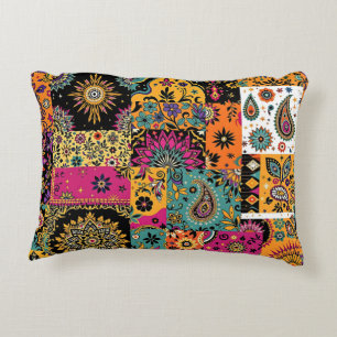 Coussins Décoratifs Patchwork bohème Mandala et Motif Paisley