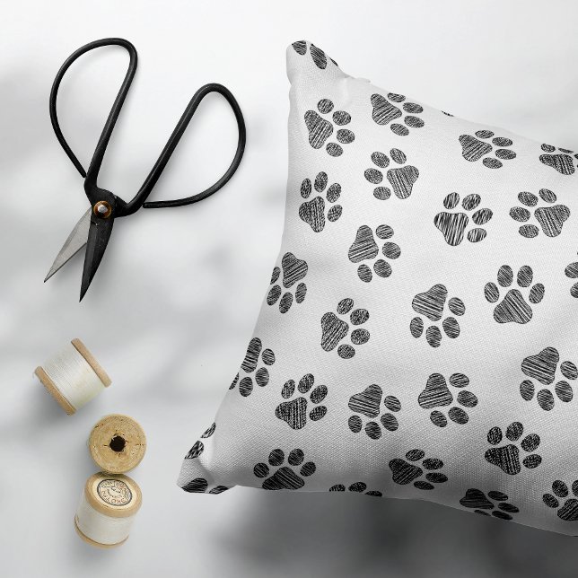 Coussins Décoratifs Patrouilles de Doodle, Paws de Chien, Paws Noirs (Créateur téléchargé)