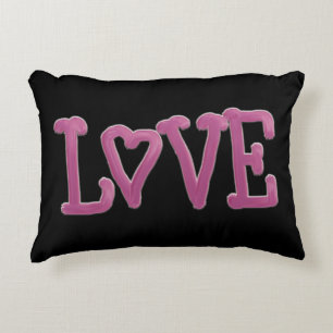 Coussins Décoratifs Peint Lettering LOVE Magenta  