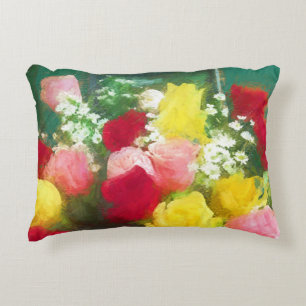 Coussins Décoratifs Peinture Bouquet Rose - Jolie Art Fleur Originale