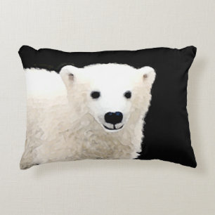Coussins Décoratifs Peinture de l'ours polaire - Art original de la fa