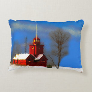 Coussins Décoratifs Peinture de phare rouge - Art original