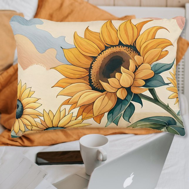Coussins Décoratifs Peinture de tournesol d'été jaune (Créateur téléchargé)