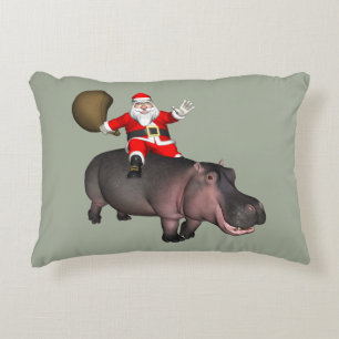 Coussins Décoratifs Père Noël sur un hippopotame