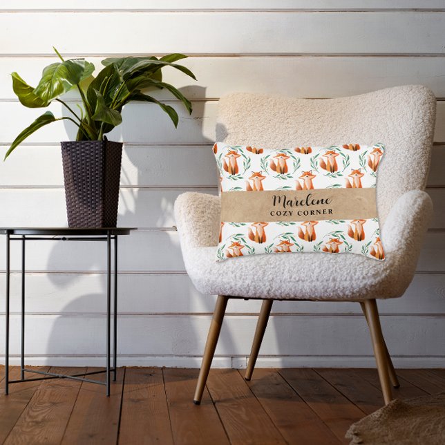 Coussins Décoratifs Personalized Cute woodland Fox nursery decor (Créateur téléchargé)