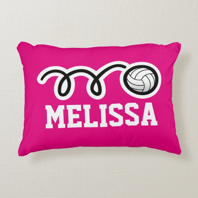Coussins Décoratifs Personnalisé rose filles volleyball lancer oreille (Devant)