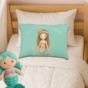 Coussins Décoratifs Personnaliser Boho Girl Sirène lumière bleu rond