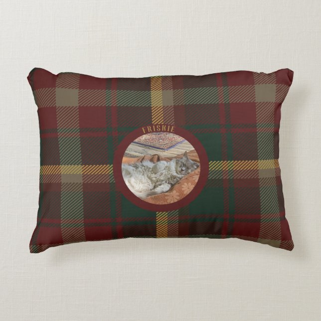 Coussins Décoratifs Personnaliser Famille Chat Maple Leaf Tartan Lit (Devant)