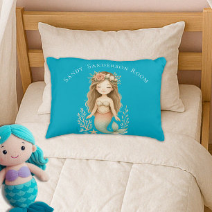 Coussins Décoratifs  Personnalisez Boho Girl Sirène Bleu sarcelle Rond