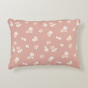 Coussins Décoratifs Petites fleurs blanches sur rose - motif sans soud