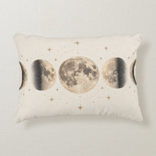 Coussins Décoratifs Phases lunaires vintage et étoiles dorées