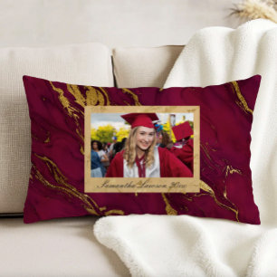 Coussins Décoratifs Photo de fin d'études personnalisé sur marbre roug