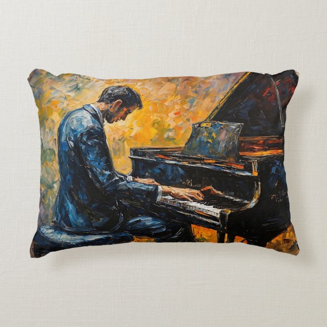 Coussins Décoratifs Piano Player - Peinture à l'huile (Devant)