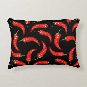 Coussins Décoratifs Piments de chili sur noir