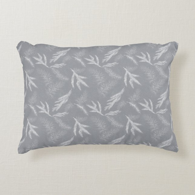 Coussins Décoratifs Pin d'hiver sur gris (Devant)