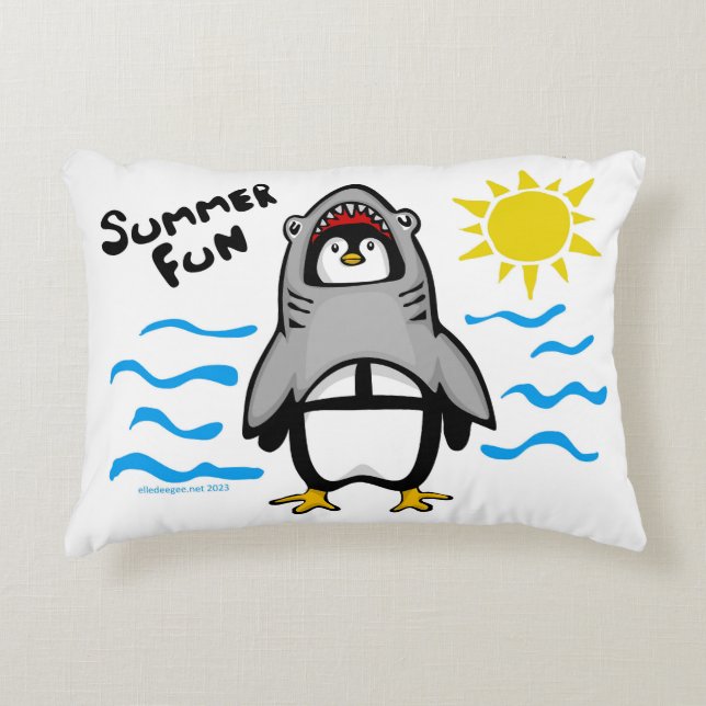 Coussins Décoratifs Pingouin de requin pour l'été (Devant)
