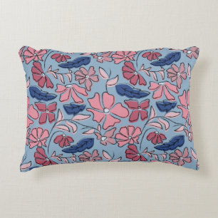 Coussins Décoratifs Pink and Blue Hand Drake Floral Block Print