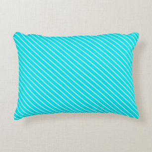 Coussins Décoratifs Pinstripes diagonales - turquoise et blanche