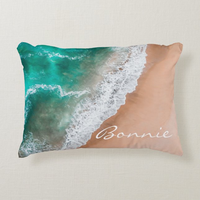 Coussins Décoratifs Plage d'eau de mer sable tropical été (Devant)