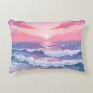 Coussins Décoratifs Plage Rose Rivage Océan Peint
