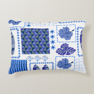 Coussins Décoratifs Planche de surf tropicale bleue motif hibiscus