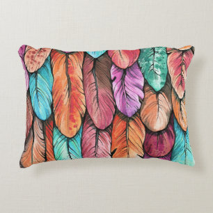 Coussins Décoratifs Plumes d'oiseaux, aquarelle, motif transparent.