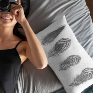 Coussins Décoratifs Plumes neutres gris tendance