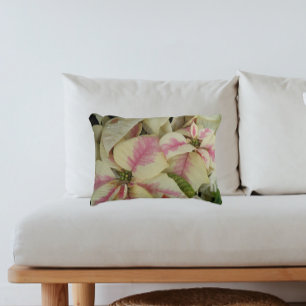 Coussins Décoratifs Poinsettias florales en marbre rose et crème