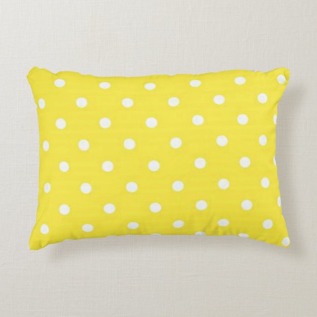 Coussins Décoratifs Pois jaunes et blancs (Devant)