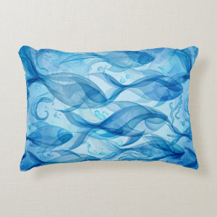 Coussins Décoratifs Poisson Bleu Fluide Abstrait Harmonieux