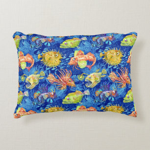 Coussins Décoratifs Poisson d'aquarelle amusant