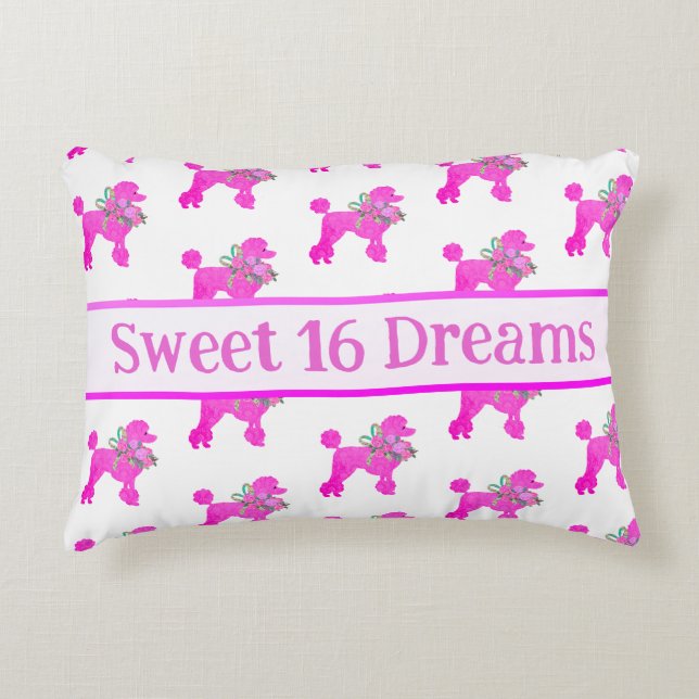 Coussins Décoratifs Poodle rose personnalisé (Devant)