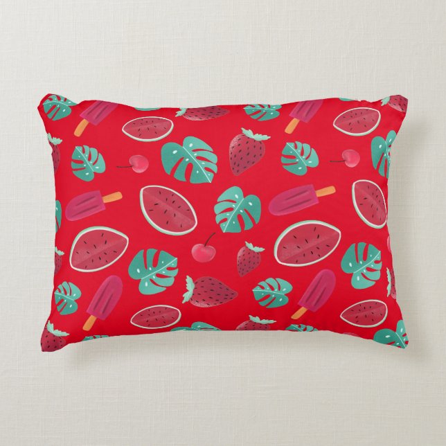 Coussins Décoratifs Popsicle, cerise, fraise et pastèque (Devant)