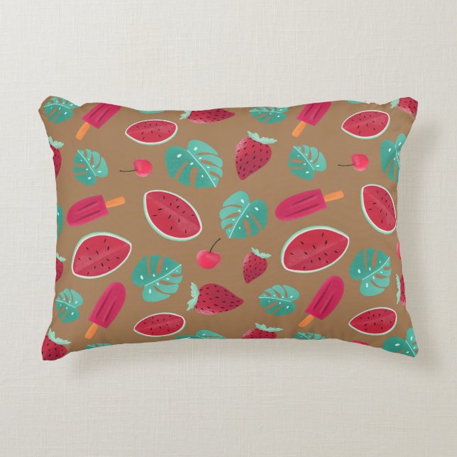 Coussins Décoratifs Popsicle, cerise, fraise et pastèque (Devant)