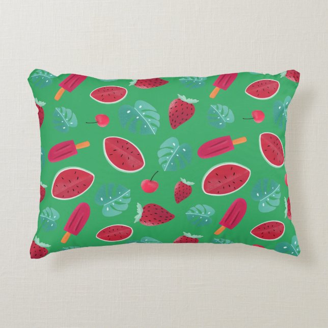 Coussins Décoratifs Popsicle, cerise, fraise et pastèque (Devant)